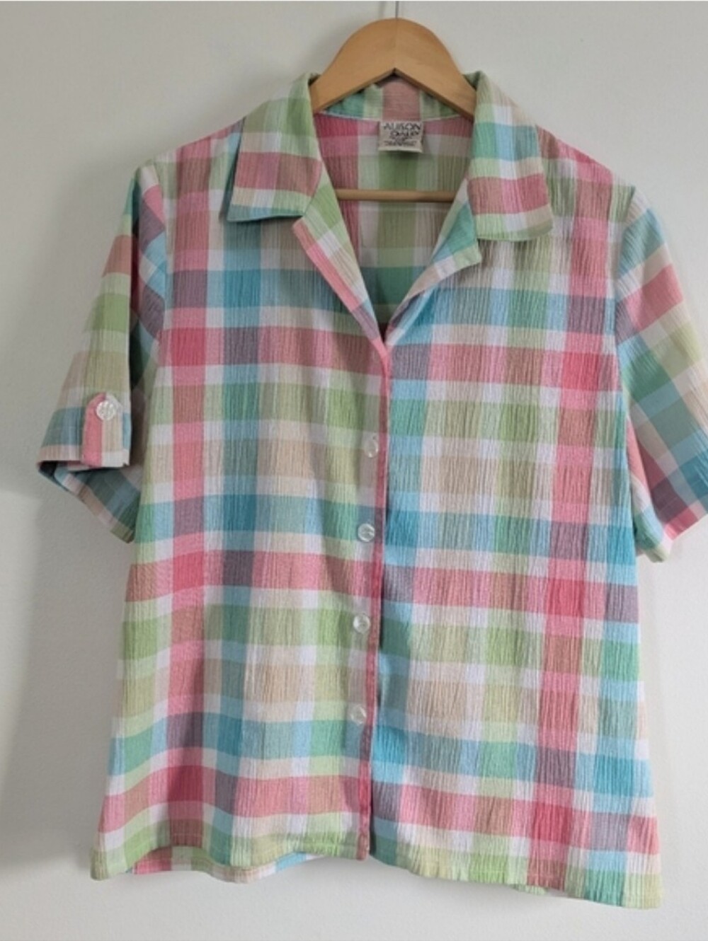 Vintage Pastel Plaid Blouse